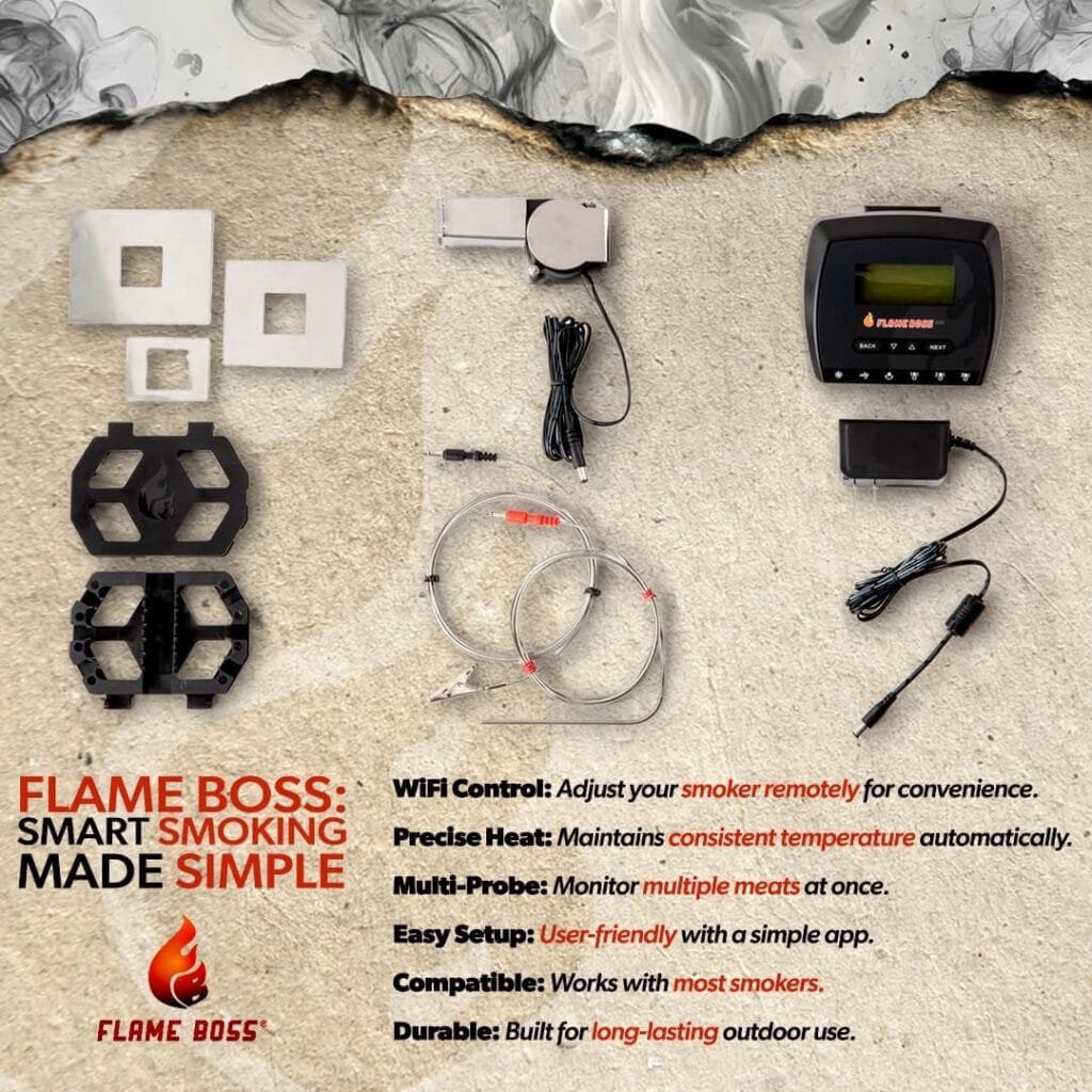 Smart BBQ Smoker Temperature Controller with Patented Variable Speed Fan, Flame Boss 500 Kamado WiFi with 2 Probes for Big Green Egg, Kamado Joe Smart BBQ Smoker Temperature Controller with Patented Variable Speed Fan, Flame Boss 500 Kamado WiFi with 2 Probes for Big Green Egg, Kamado Joe