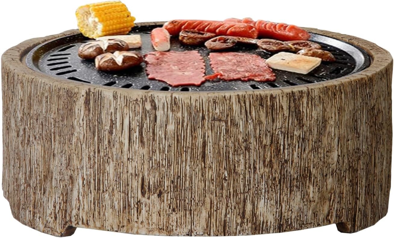 Afterglow 15 Inches Charcoal Grill Barbecue Smoker Stove Tabletop BBQ Outdoor Party for Patio Garden Backyard Decking Camping, Brown