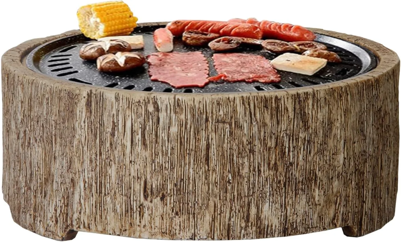 Afterglow 15 Inches Charcoal Grill Barbecue Smoker Stove Tabletop BBQ Outdoor Party for Patio Garden Backyard Decking Camping, Brown