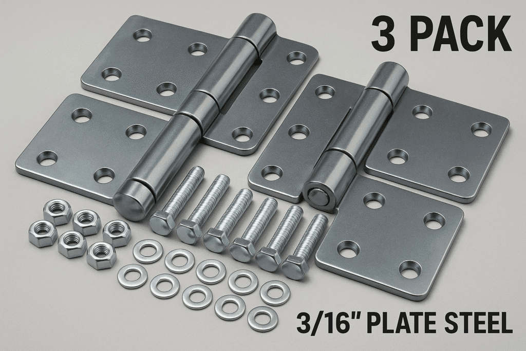 3-Pack Large Heavy Duty BBQ Smoker Hinge Compatible with Burn Shop BBQ Smoker Hinge Doors x/4 Parts Weld On Heavy Duty/16 Plate Steel (Include Bolt, nut and washers)