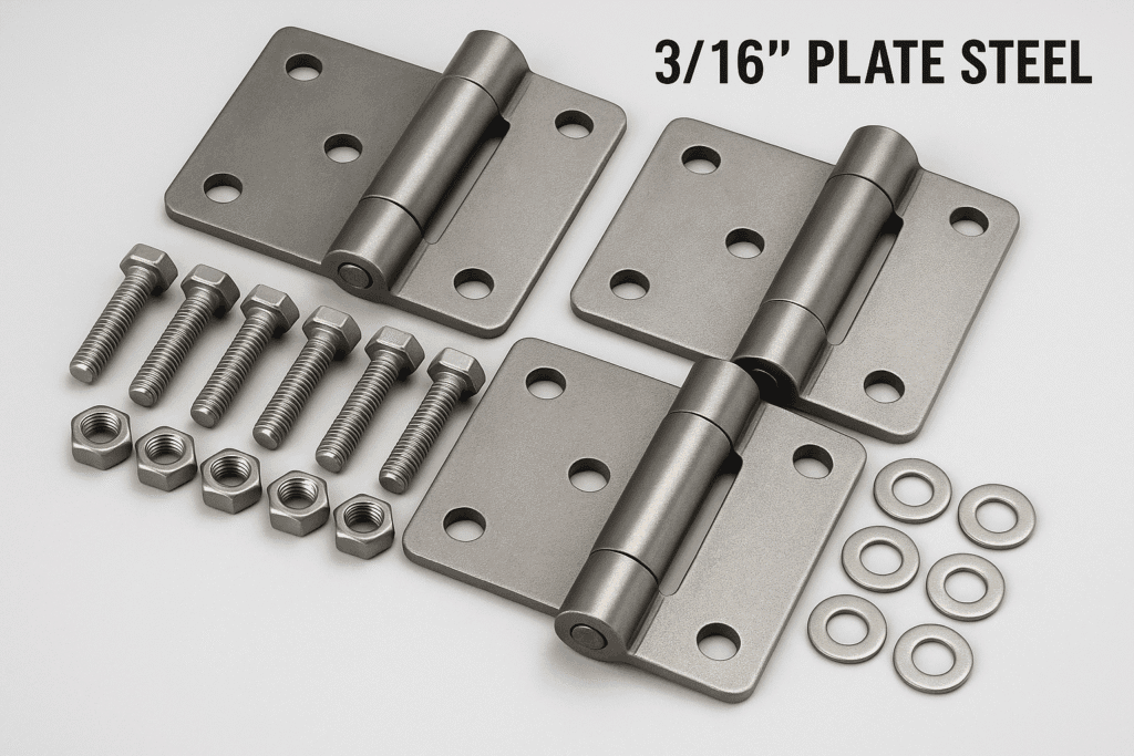 3-Pack Large Heavy Duty BBQ Smoker Hinge Compatible with Burn Shop BBQ Smoker Hinge Doors x/4 Parts Weld On Heavy Duty/16 Plate Steel (Include Bolt, nut and washers)